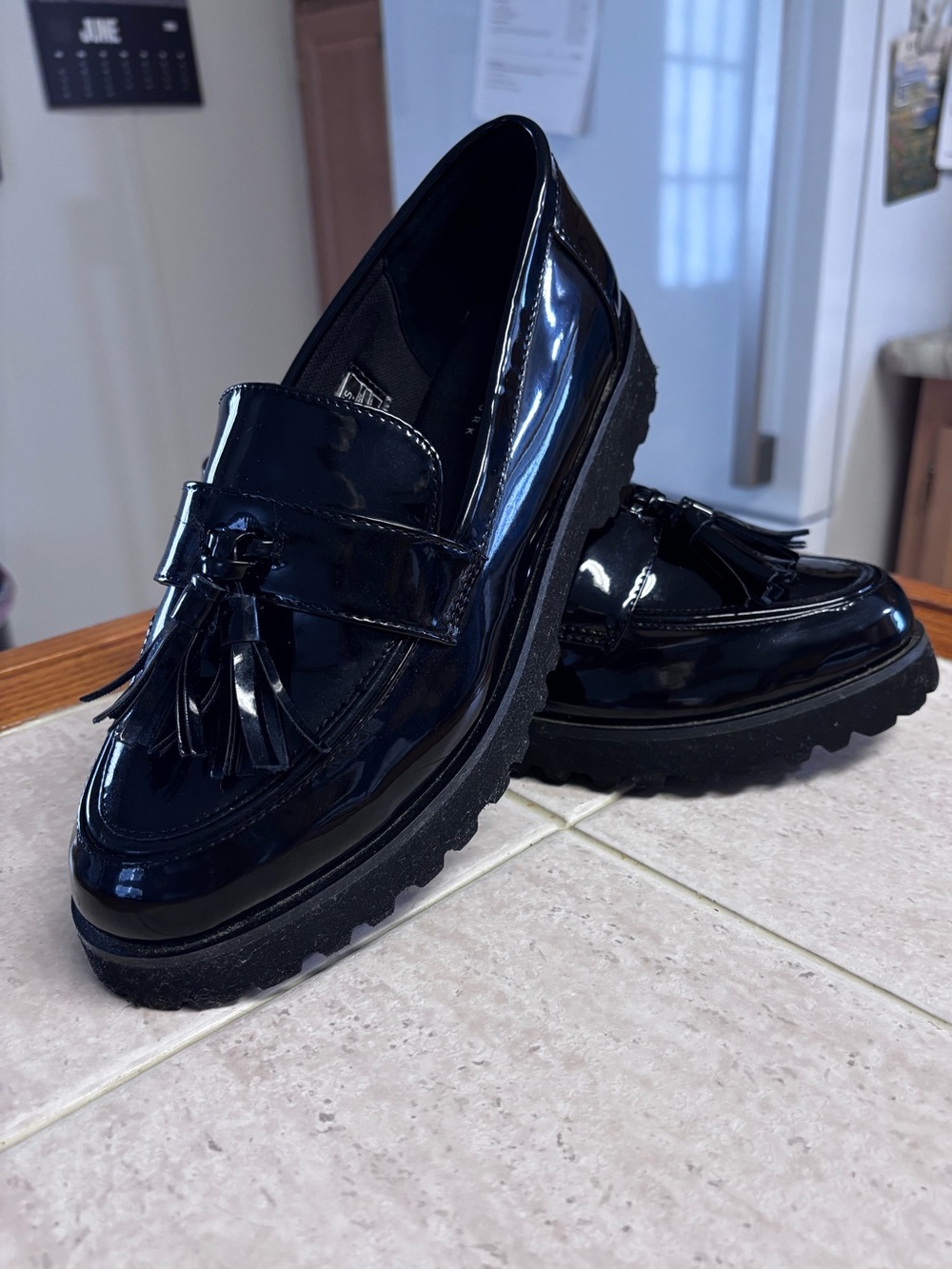 Jones New York Black Vegan Patent Leather Priscilla Loafers, Size 9